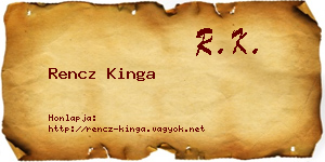 Rencz Kinga névjegykártya